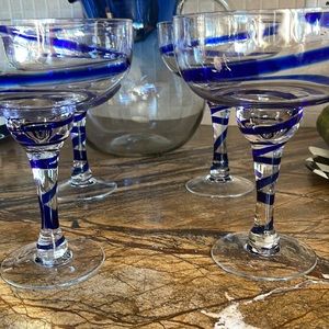 Set a four margarita glasses with pitcher